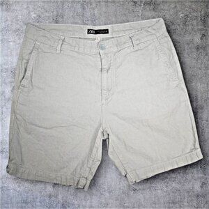 Zara Men's Chino Shorts - Light Gray/GREEN - Size 34